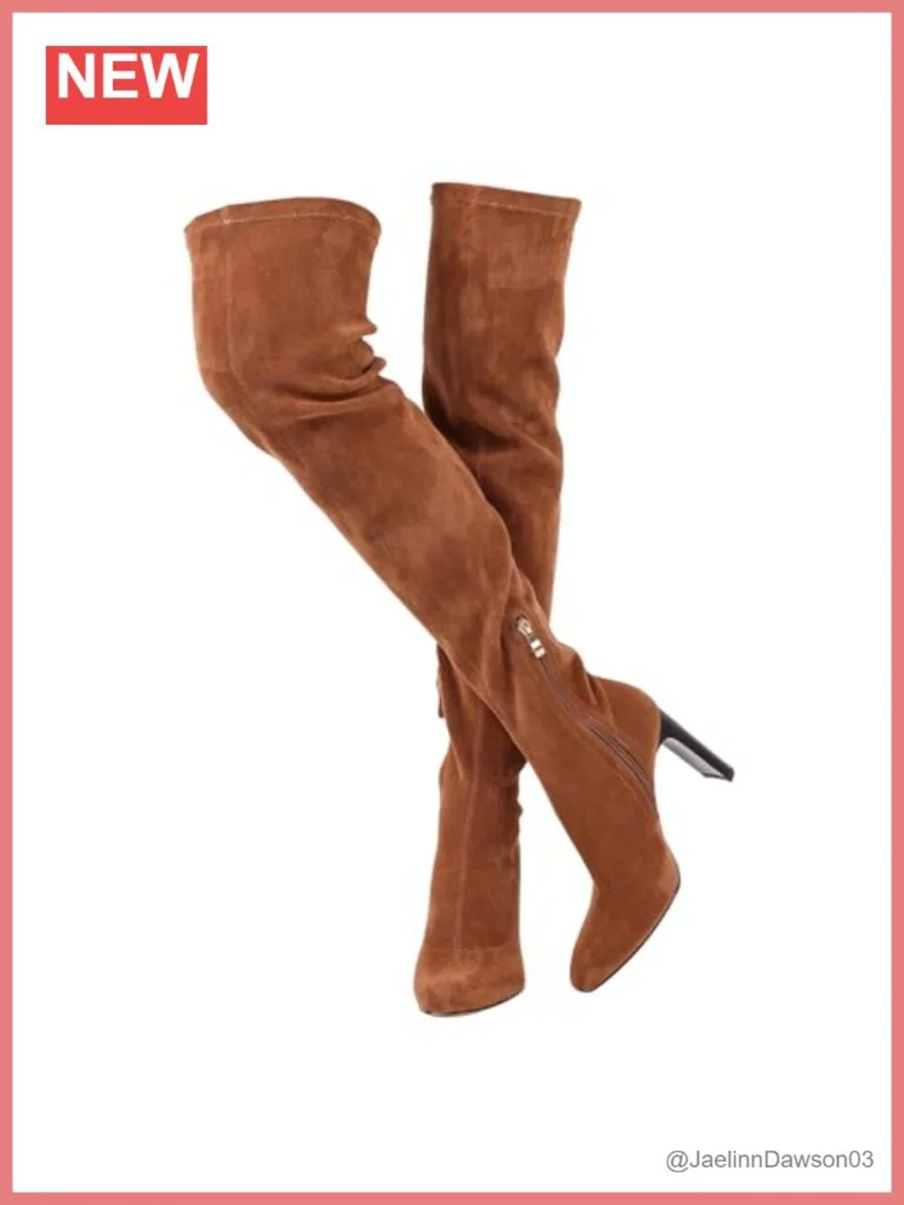 Over the Knee Suede Boots Square Toe Chunky Heel Side Zip Stretch